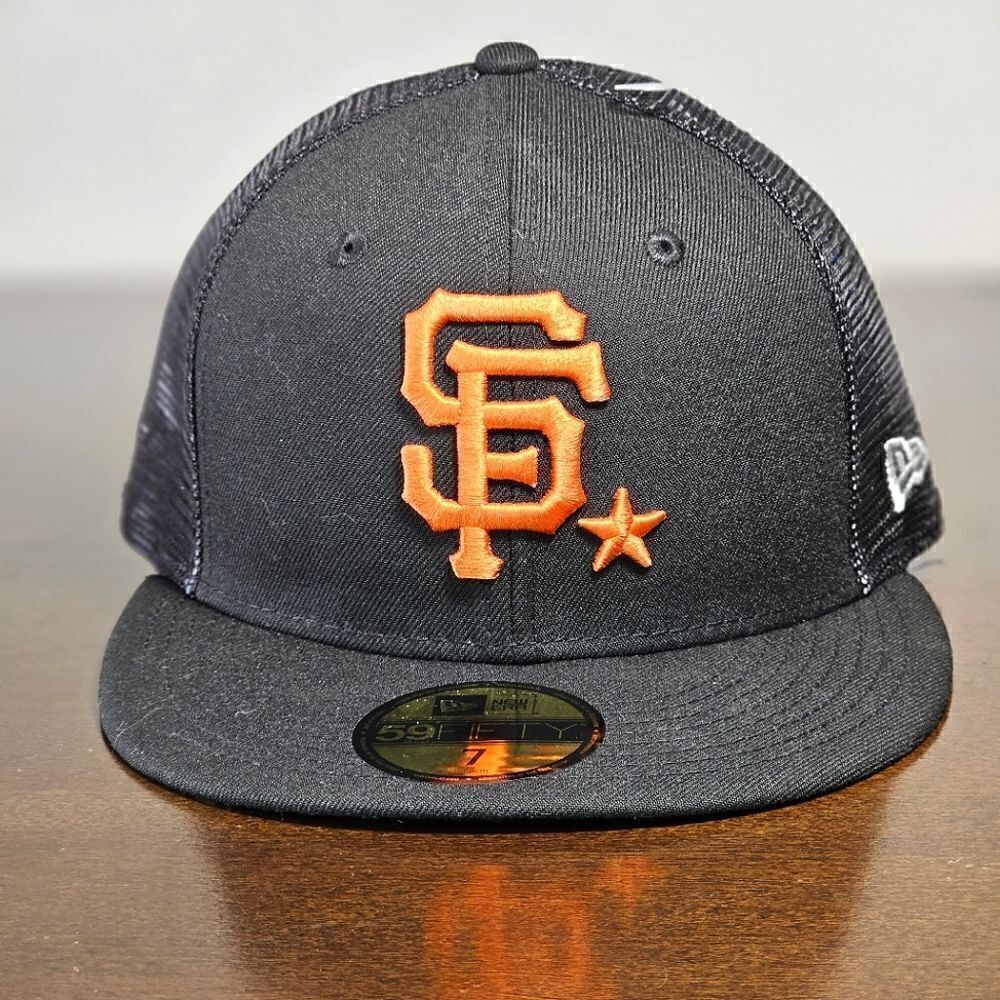 New Era San Francisco Giants 59Fifty Star Fitted Mesh Hat Cap Black Palm Size 7